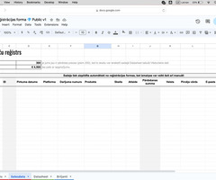 Pārdošanas darījumu uzskaites forma Google Sheet